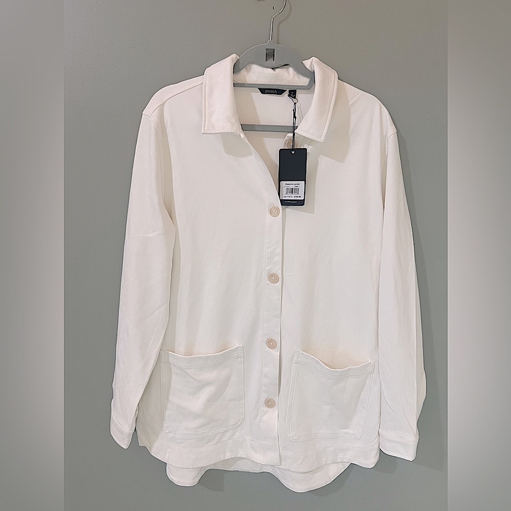 Peach MWT Makenna shacket jacket size large ivory button down